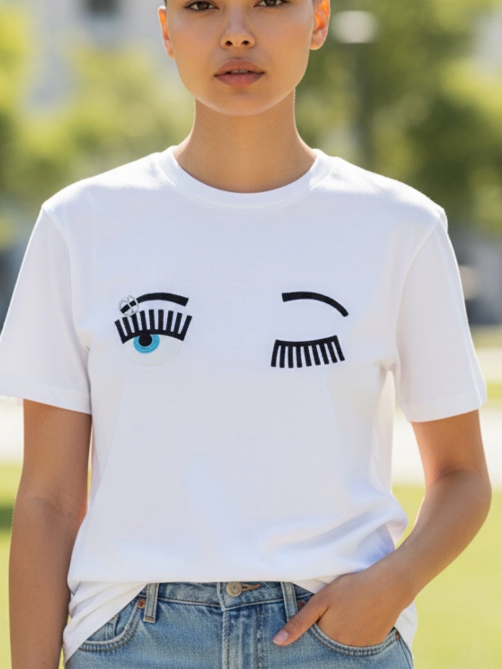 Chiara Ferragni Graphic Tee with Piercings